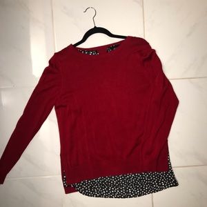 Red sweater with Polk dot lining
